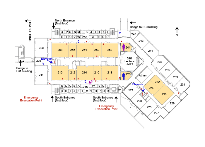 Crane Liberal Arts & Science second floor map