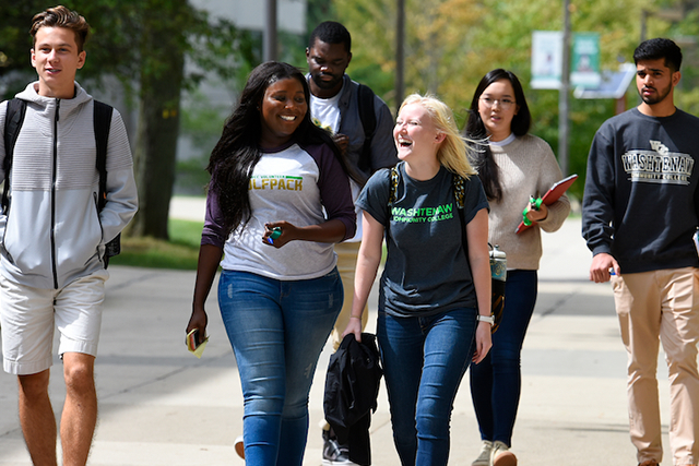 Students walking on campus