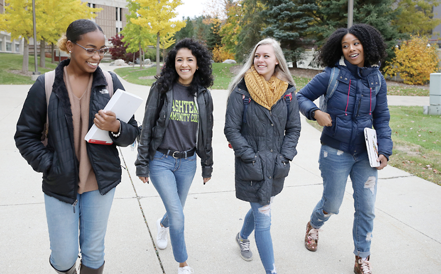 Students walking on campus