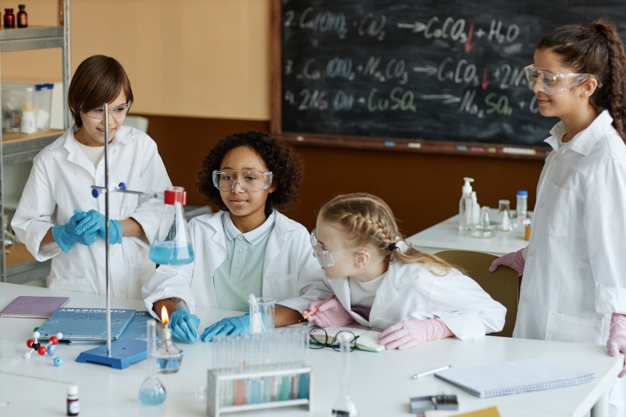 Photo of a group of children doing a science experiment