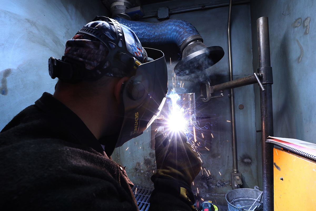 Student welding