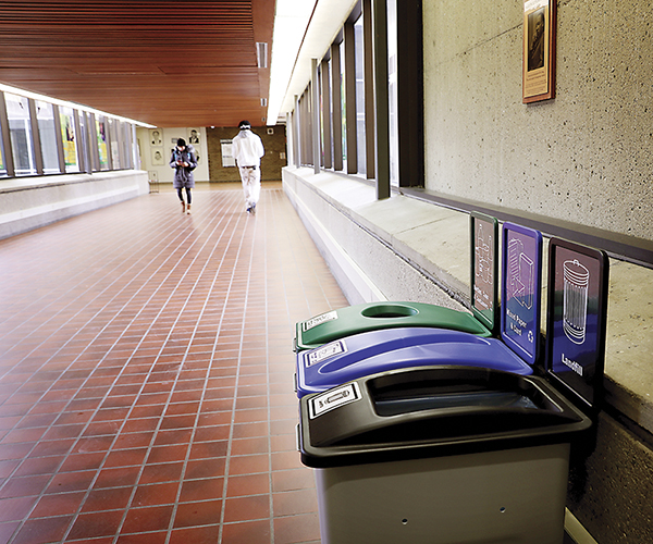 Approximately 90 new recycling stations were placed around Washtenaw Community College in January. | Photo by Kelly Gampel