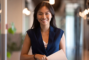 business woman smiling confidently